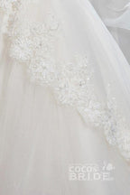 Numbersea White Off The Shoulder Half Sleeve Ball Gown Flower Girls Dress