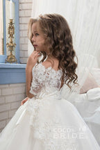 Numbersea White Off The Shoulder Half Sleeve Ball Gown Flower Girls Dress