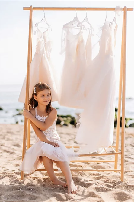 White Flower Girl Dress With Lace Appliques Tulle Floor Length A Line Backless