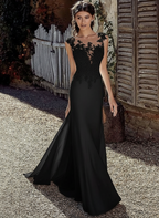 White Chiffon Illusion Sleeves Bridal Gown Court Train Sheath