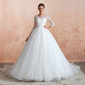Wonderful Long A-line Appliques Tulle Wedding Dress with Sleeves