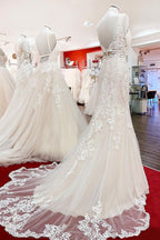 Ivory Sleeveless Tulle Lace Backless Mermaid Sweetheart Neckline Wedding Dress