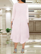 Scoop Neck Tea Length A Line Mother Of The Bride Gown