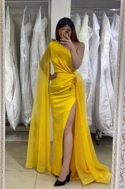 Yellow Evening Dresses Long Glitter | Prom dresses