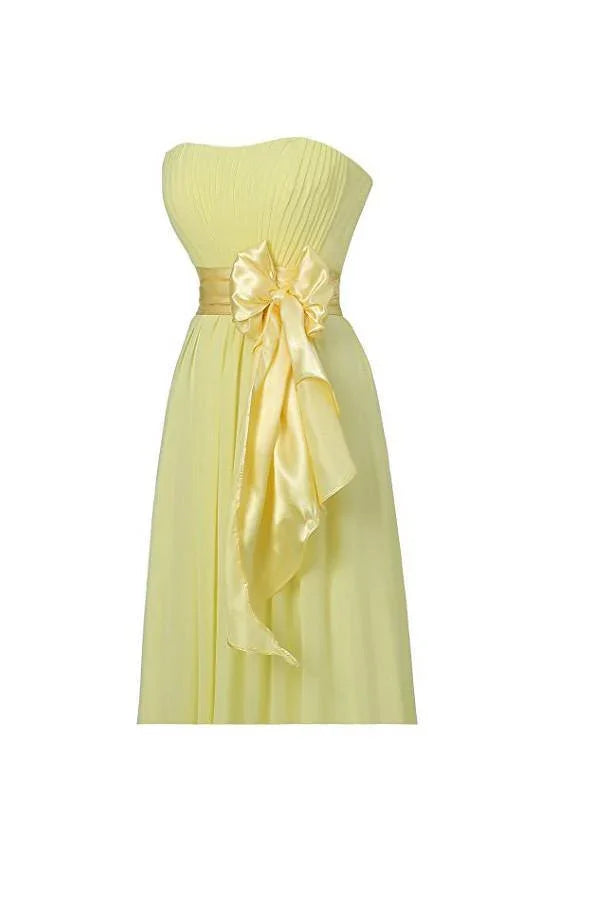 Vestidos largos de noche de gasa para damas de honor "Corazón Amarillo" BD007